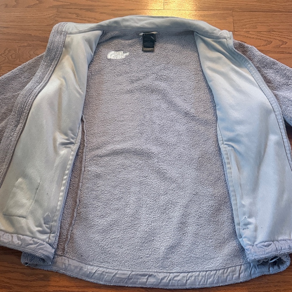 Gray fuzzy North Face zip up - Picture 6 of 10